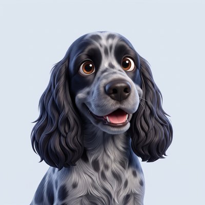 Avatar de Bliss, cocker anglais bleu, mascotte de l'équipe